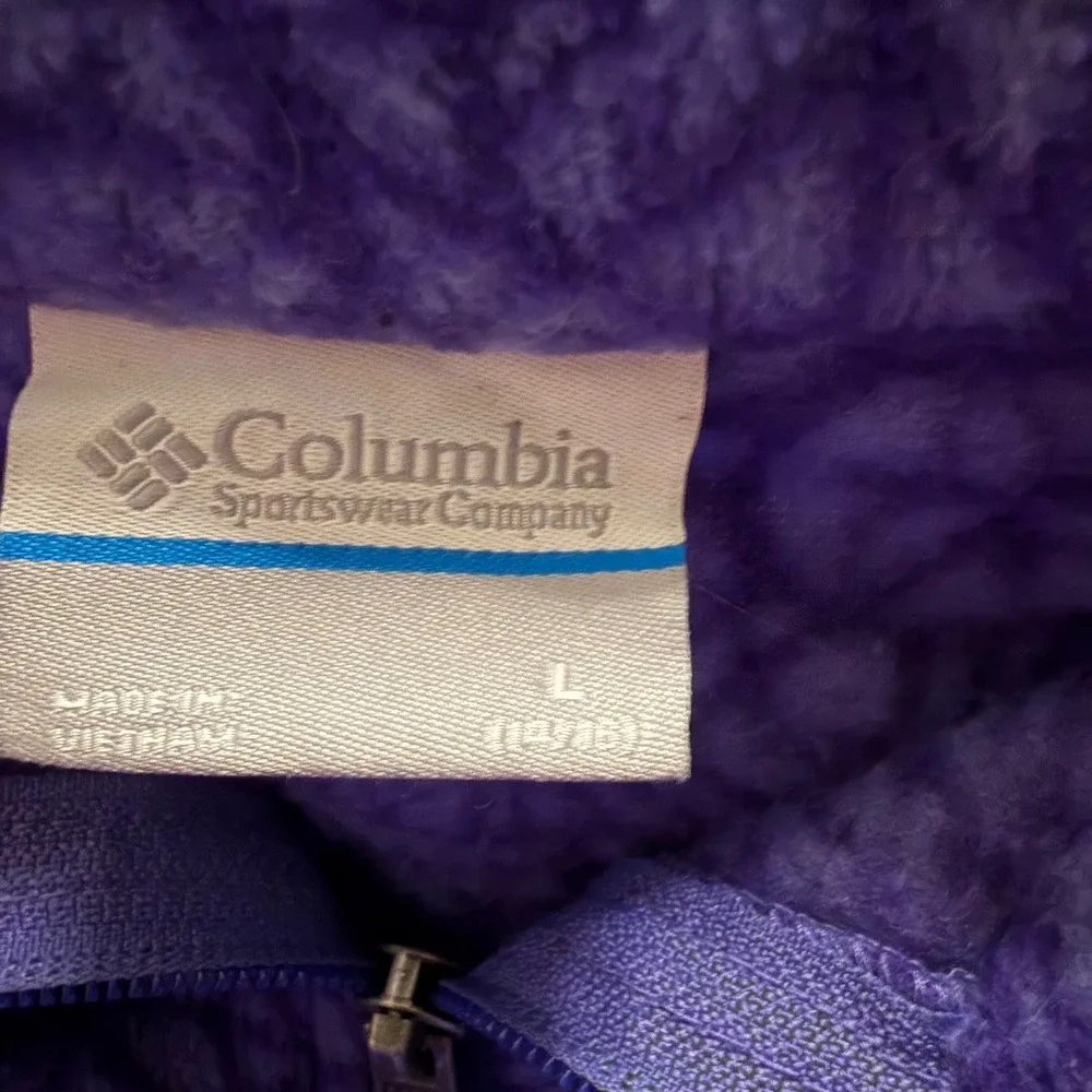 Columbia Purple Mandala Floral Fleece Jacket Full Zip Mock Neck Girl Large 14/16